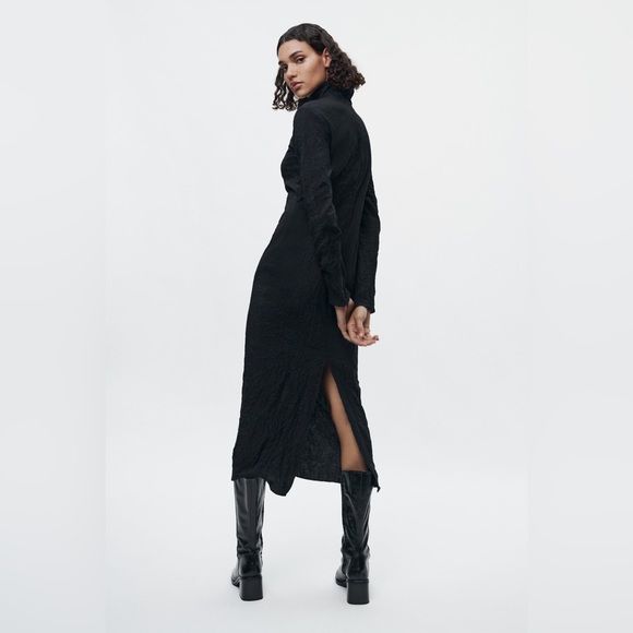 ZARA CREPEY MAXI DRESS S - Picture 2 of 5